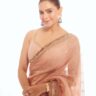 Aamna Sharif Peach Saree Look
